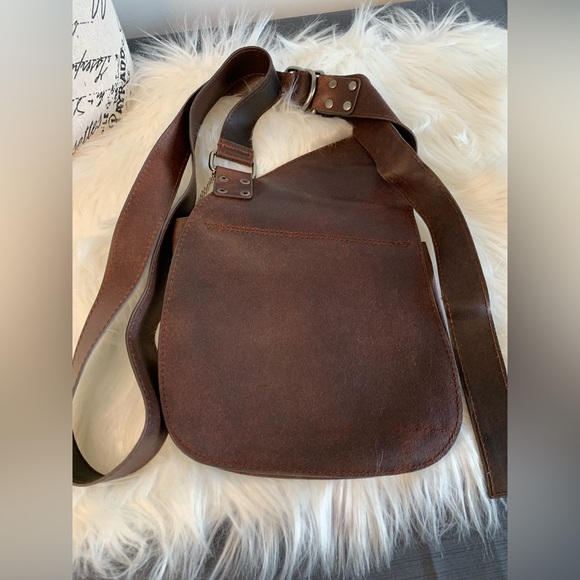 Brown and Silver Leather Studded Crossbody Bag - Picture 7 of 11